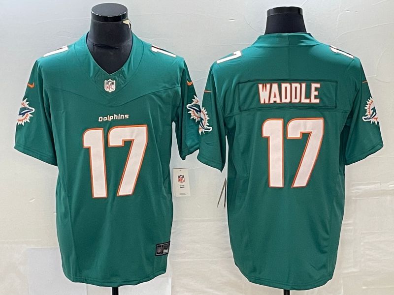 Men Miami Dolphins 17 Waddle Green 2023 Nike Vapor Limited NFL Jersey style 1